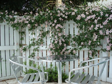 Studio apartment private courtyard and outdoor furniture